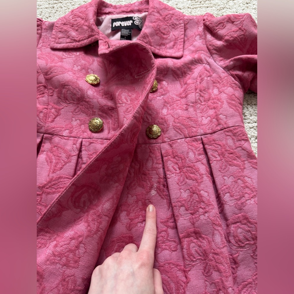 ~2 for $14~ Y2K Pink Brocade Pea Coat - Picture 17 of 17